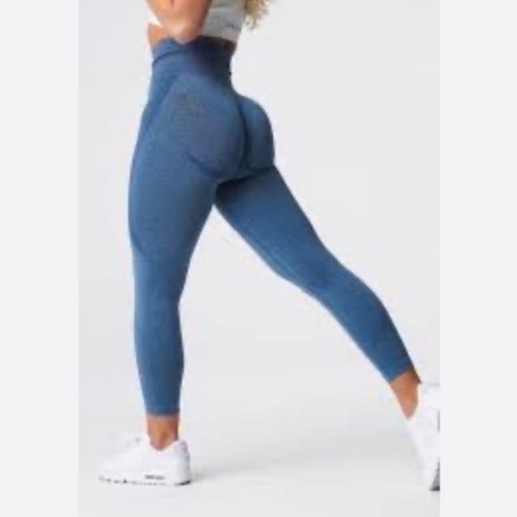 NVGTN Small Contour Seamless High Waist Leggings in Slate Blue - Picture 2 of 6